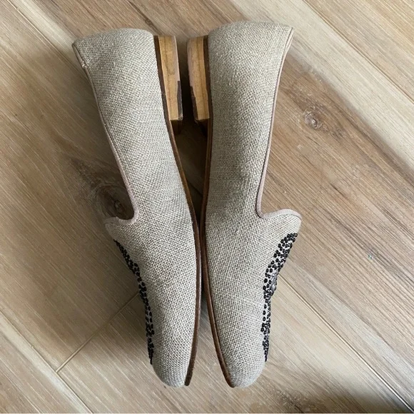 Jon Josef Womens Skulls Beige fabric Loafer Flats - Picture 2 of 6